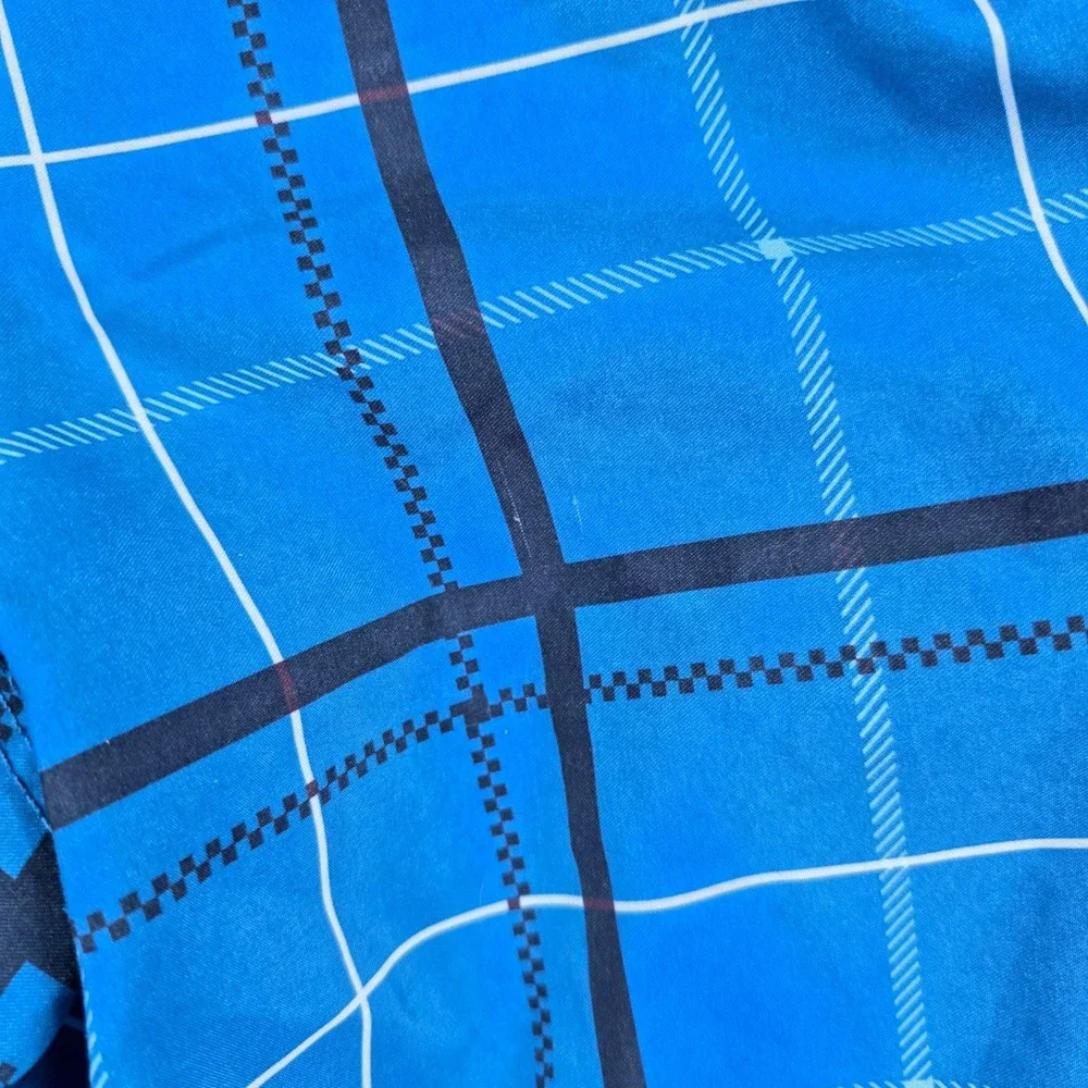 Vintage Quiksilver Mens Blue Plaid Board Shorts Swim Trunks Size 34 Surf